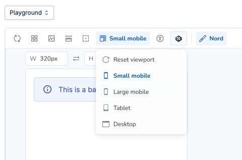 Viewport selector showing different device presets